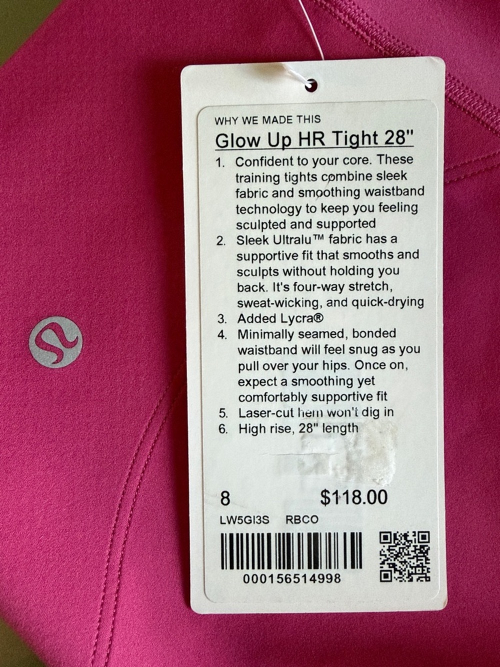 🆕 LULULEMON Glow Up™ Super High-Rise Tight 28” Raspberry Coulis Size 8 NWT - Picture 14 of 15